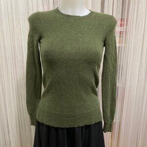 SAKS FIFTH AVENUE | Dark Green 100% Cashmere Crew Neck Sweater Women's XS